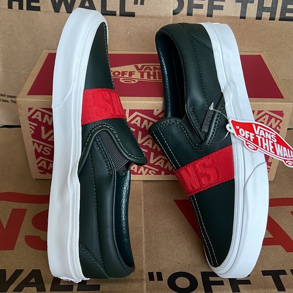 Vans Classic Slip-On W Leather & Webbing Scarabred WMNS - Picture 12 of 16